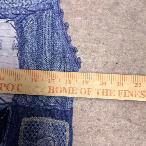 VTG Sandy Starkman Quilted Blue Patchwork Grandmacore Knit Vest Women’s Sz Small - Picture 8 of 16